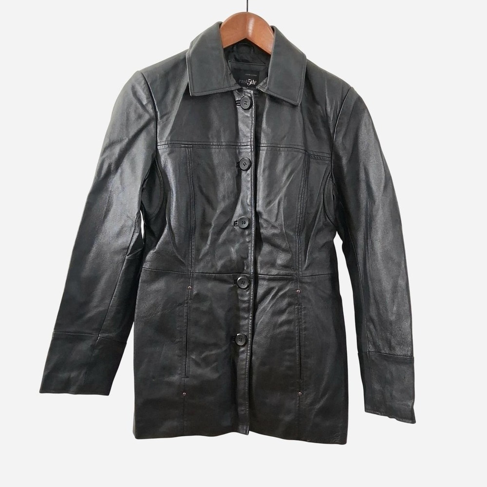 East 5th Genuine Leather Jacket Women's Size Small Button Up Coat